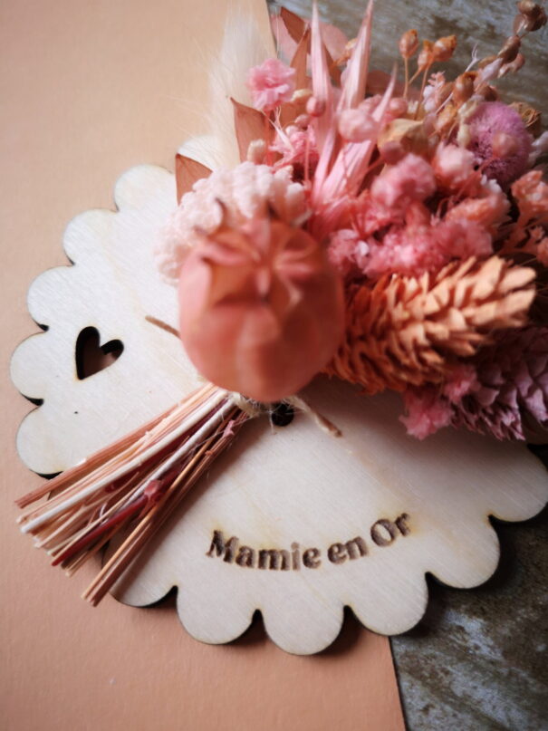Aimant mini bouquet fleurs séchées sur support en bois (cadeau pour mamies) – Image 15