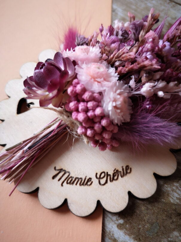 Aimant mini bouquet fleurs séchées sur support en bois (cadeau pour mamies) – Image 16