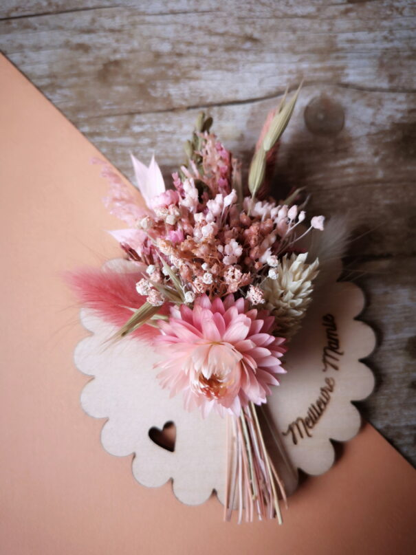 Aimant mini bouquet fleurs séchées sur support en bois (cadeau pour mamies) – Image 11