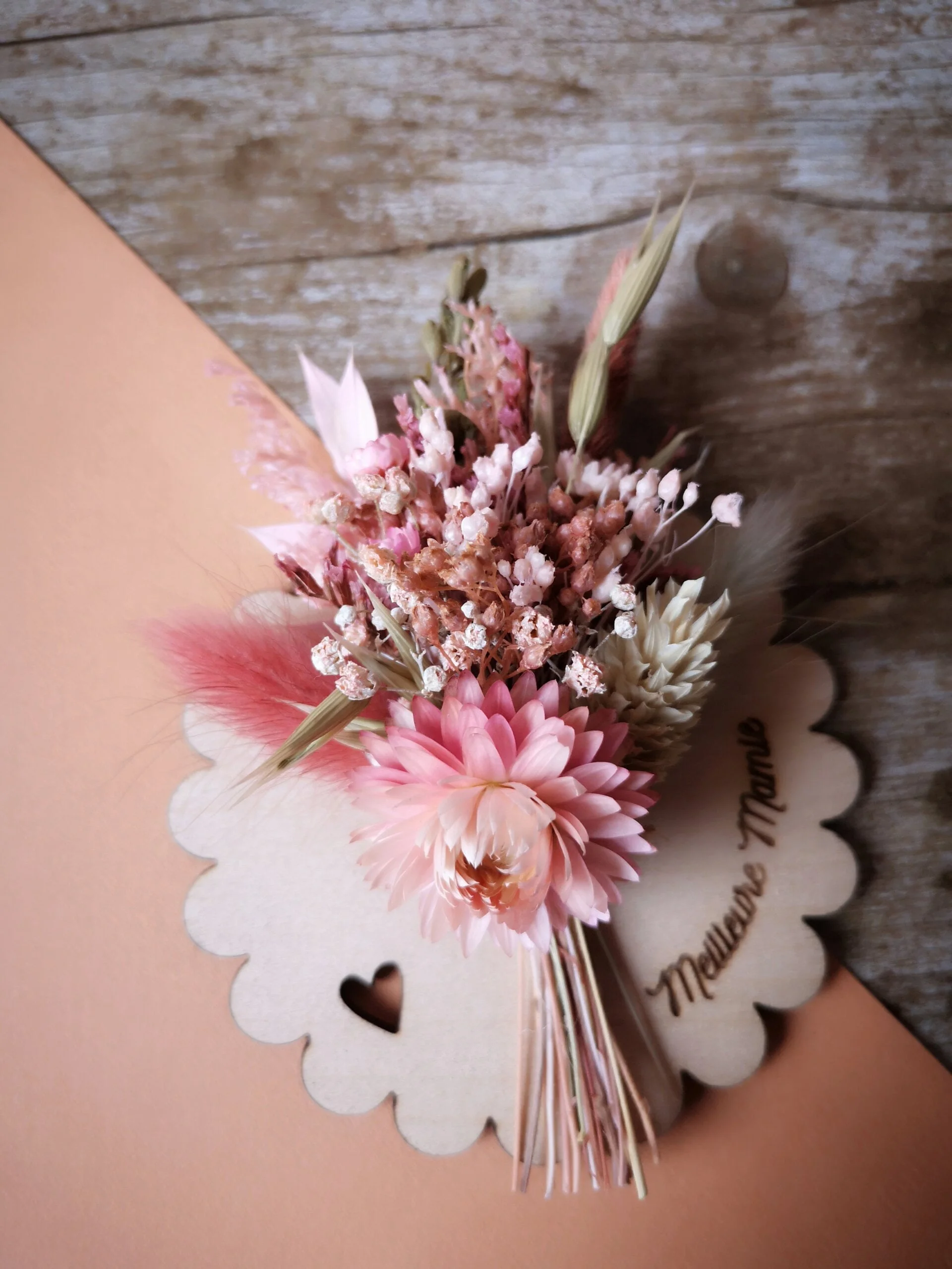 Aimant mini bouquet fleurs séchées sur support en bois (cadeau pour mamies) – Image 11