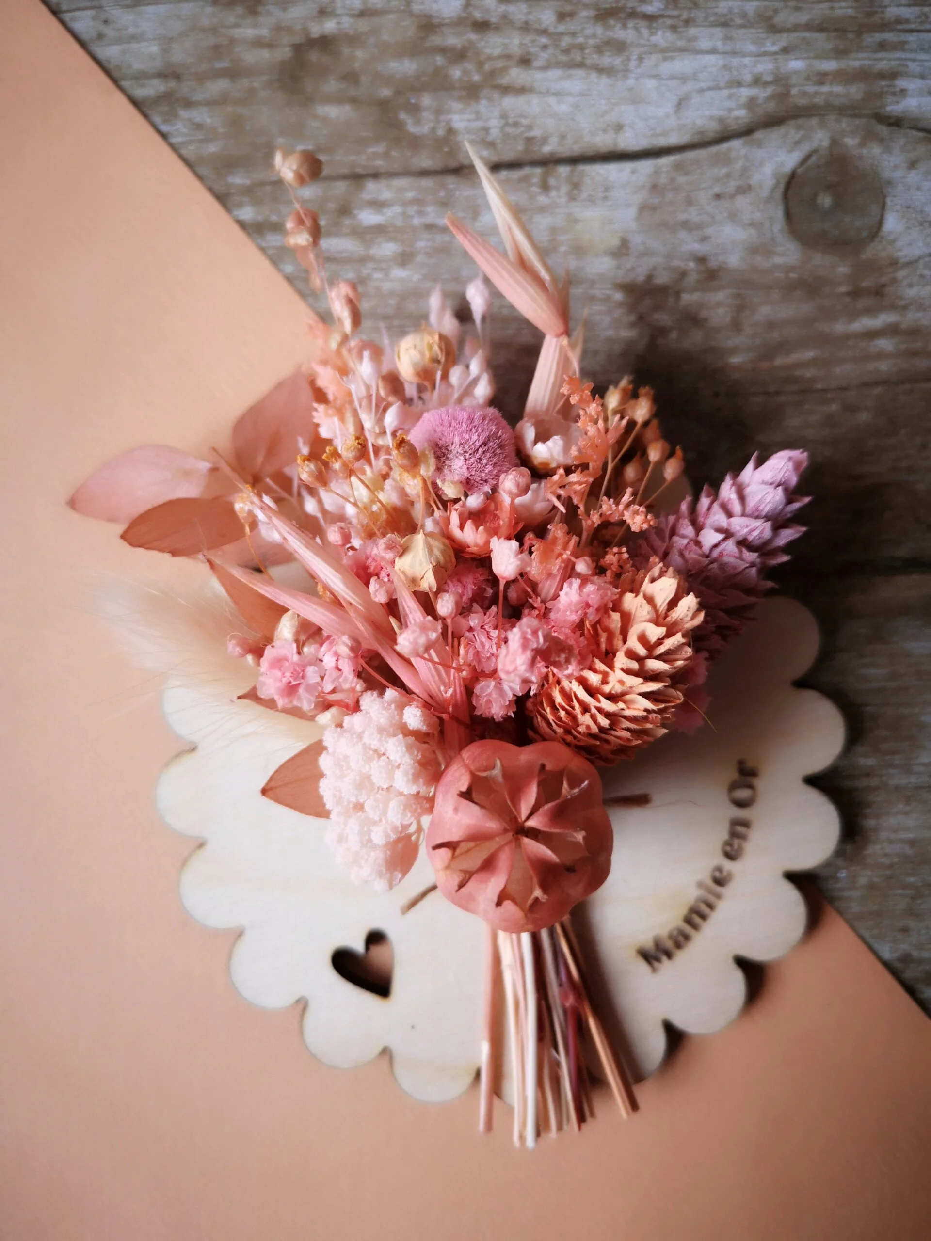 Aimant mini bouquet fleurs séchées sur support en bois (cadeau pour mamies) – Image 13