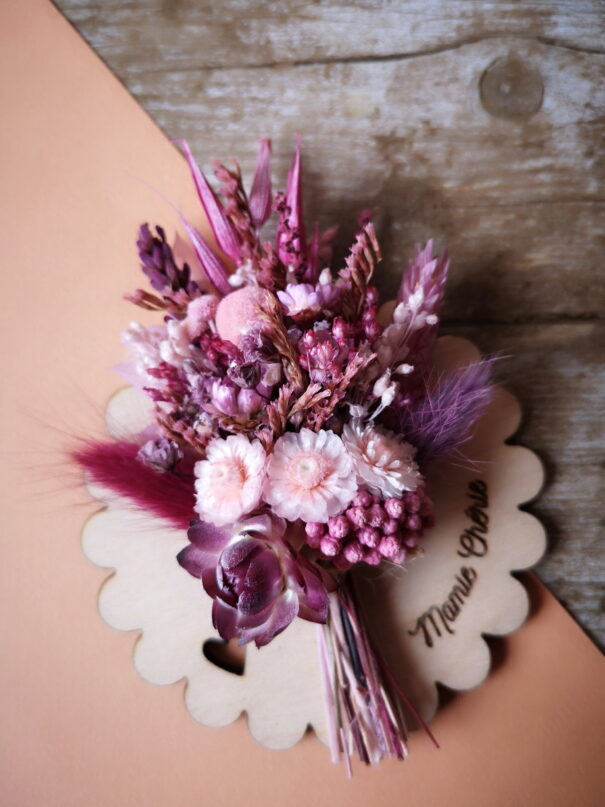 Aimant mini bouquet fleurs séchées sur support en bois (cadeau pour mamies) – Image 12