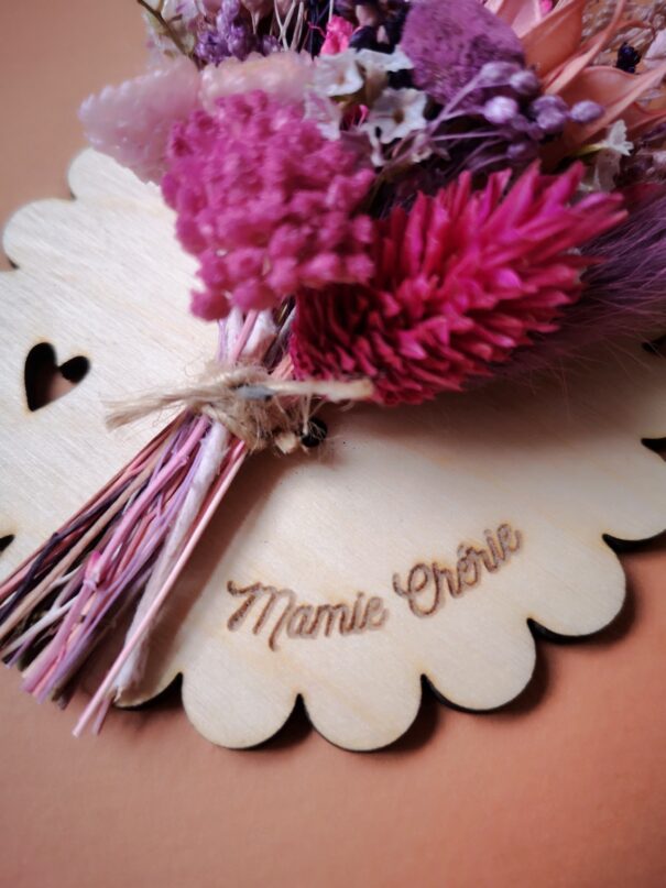 Aimant mini bouquet fleurs séchées sur support en bois (cadeau pour mamies) – Image 6