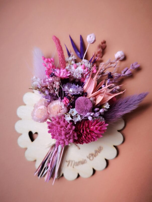 Aimant mini bouquet fleurs séchées sur support en bois (cadeau pour mamies) – Image 5