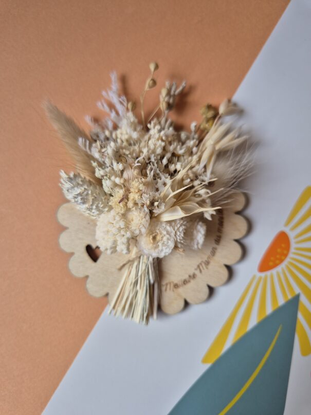 Aimant mini bouquet fleurs séchées sur support en bois (cadeau pour maman) – Image 28