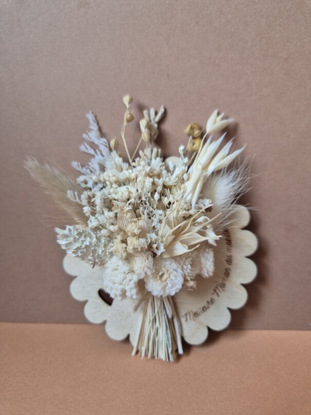 Aimant mini bouquet fleurs séchées sur support en bois (cadeau pour maman) – Image 29