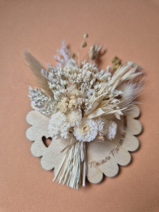 Aimant mini bouquet fleurs séchées sur support en bois (cadeau pour maman) – Image 30