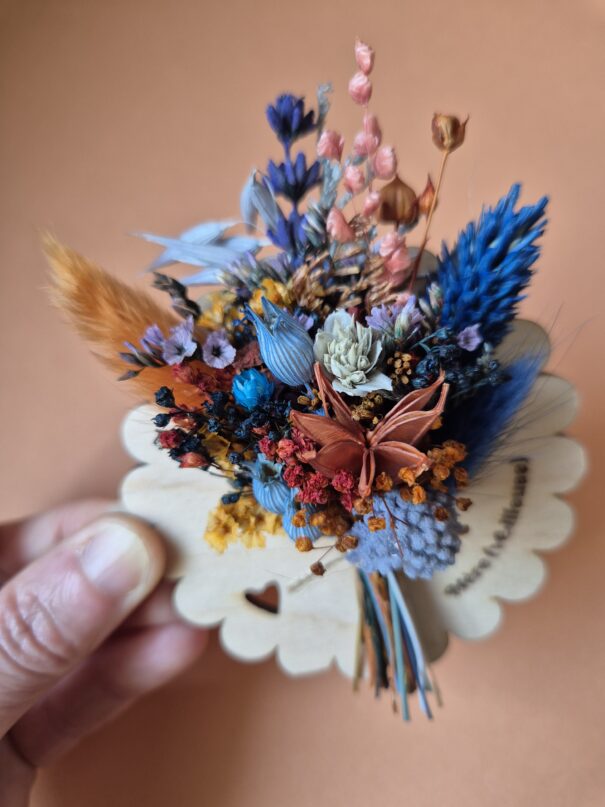 Aimant mini bouquet fleurs séchées sur support en bois (cadeau pour maman) – Image 8