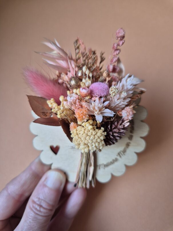 Aimant mini bouquet fleurs séchées sur support en bois (cadeau pour maman) – Image 26