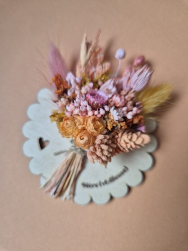 Aimant mini bouquet fleurs séchées sur support en bois (cadeau pour maman) – Image 5
