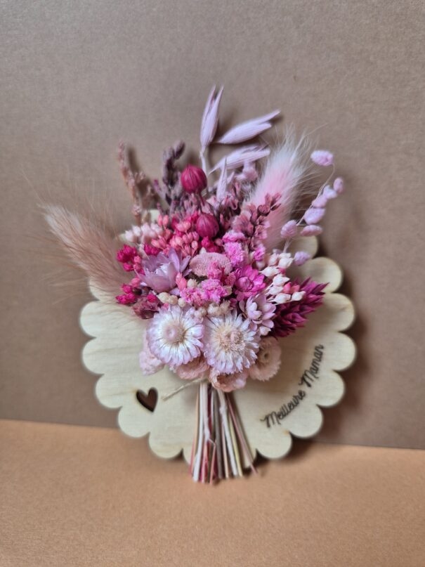 Aimant mini bouquet fleurs séchées sur support en bois (cadeau pour maman) – Image 20