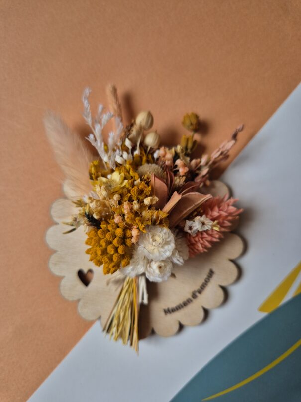 Aimant mini bouquet fleurs séchées sur support en bois (cadeau pour maman) – Image 11