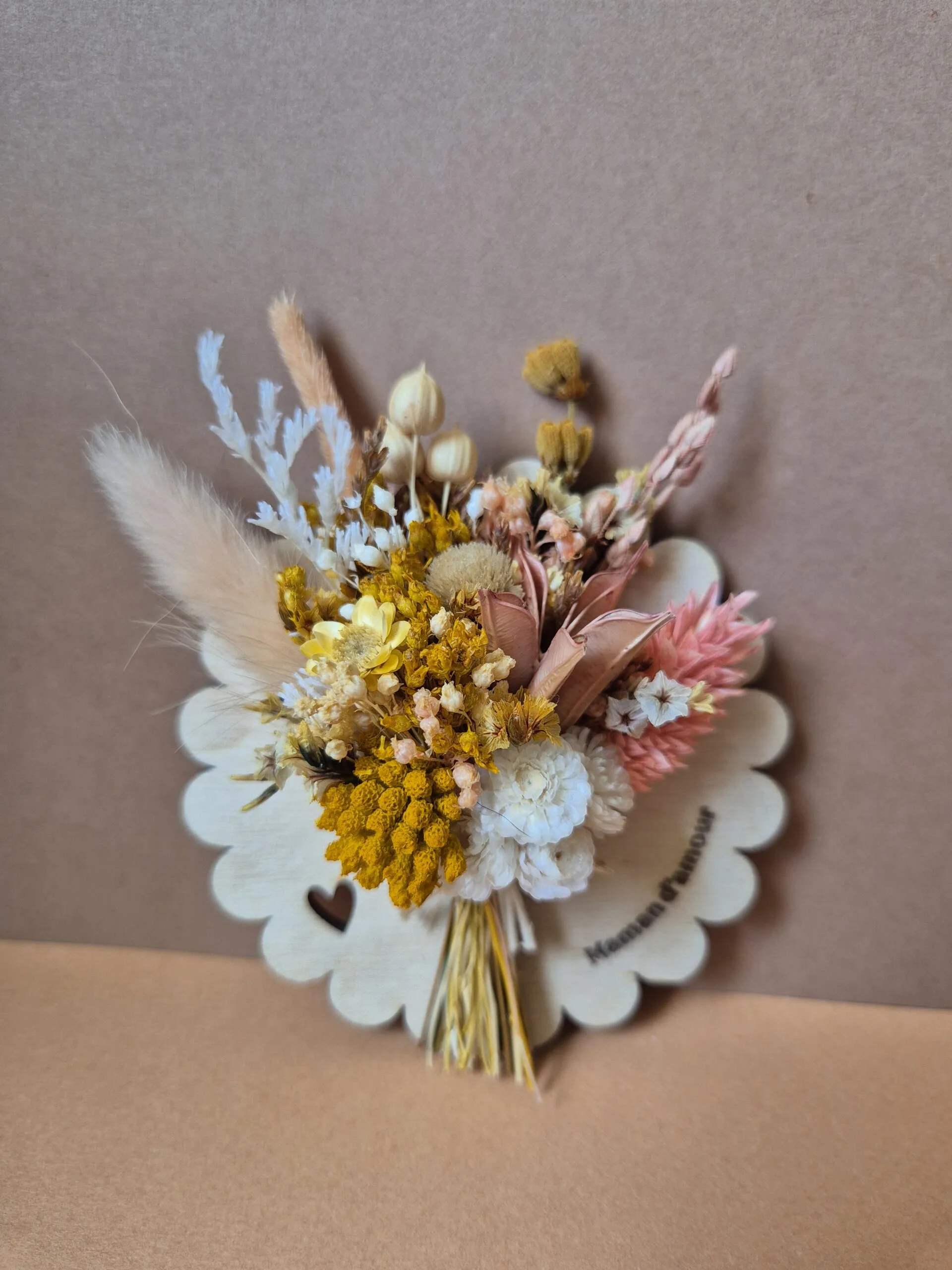 Aimant mini bouquet fleurs séchées sur support en bois (cadeau pour maman) – Image 13