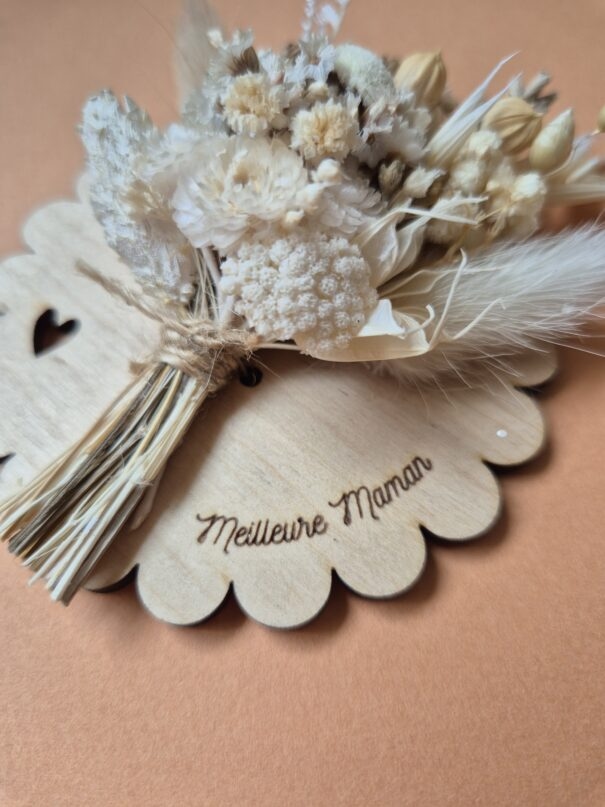 Aimant mini bouquet fleurs séchées sur support en bois (cadeau pour maman) – Image 24