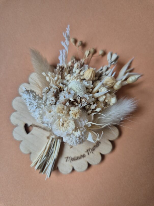 Aimant mini bouquet fleurs séchées sur support en bois (cadeau pour maman) – Image 23