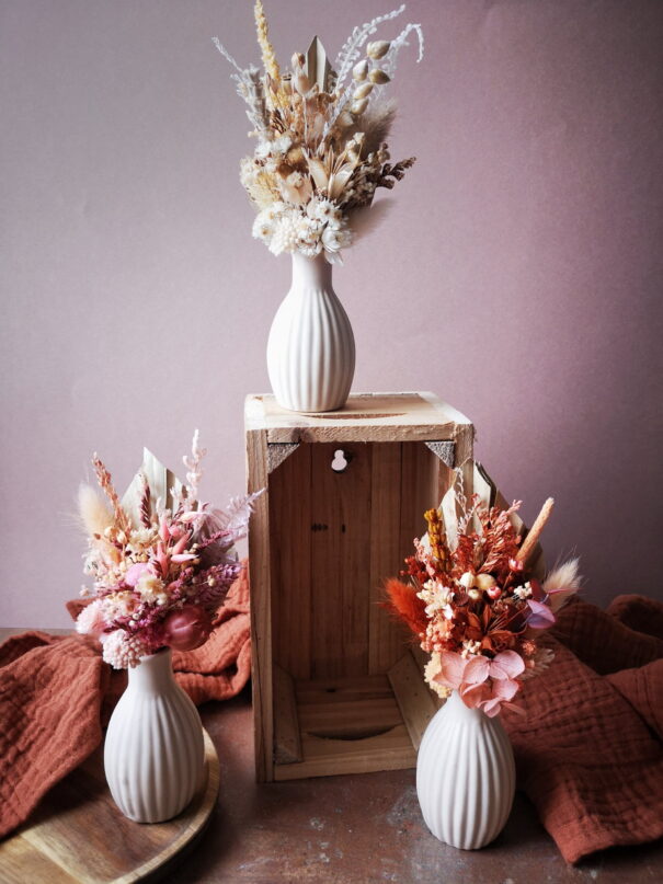 Mini bouquet de fleurs séchées avec son vase – Image 2
