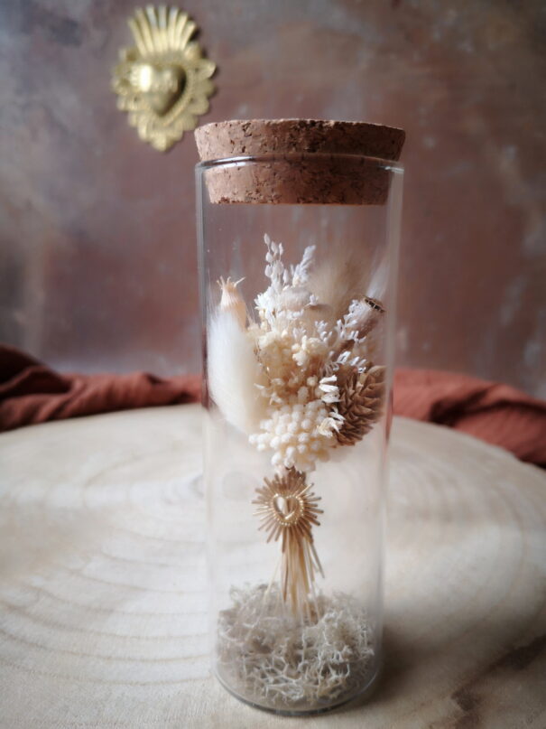 Fiole fleurie avec cœur - Mini bouquet de fleurs séchées – Image 5