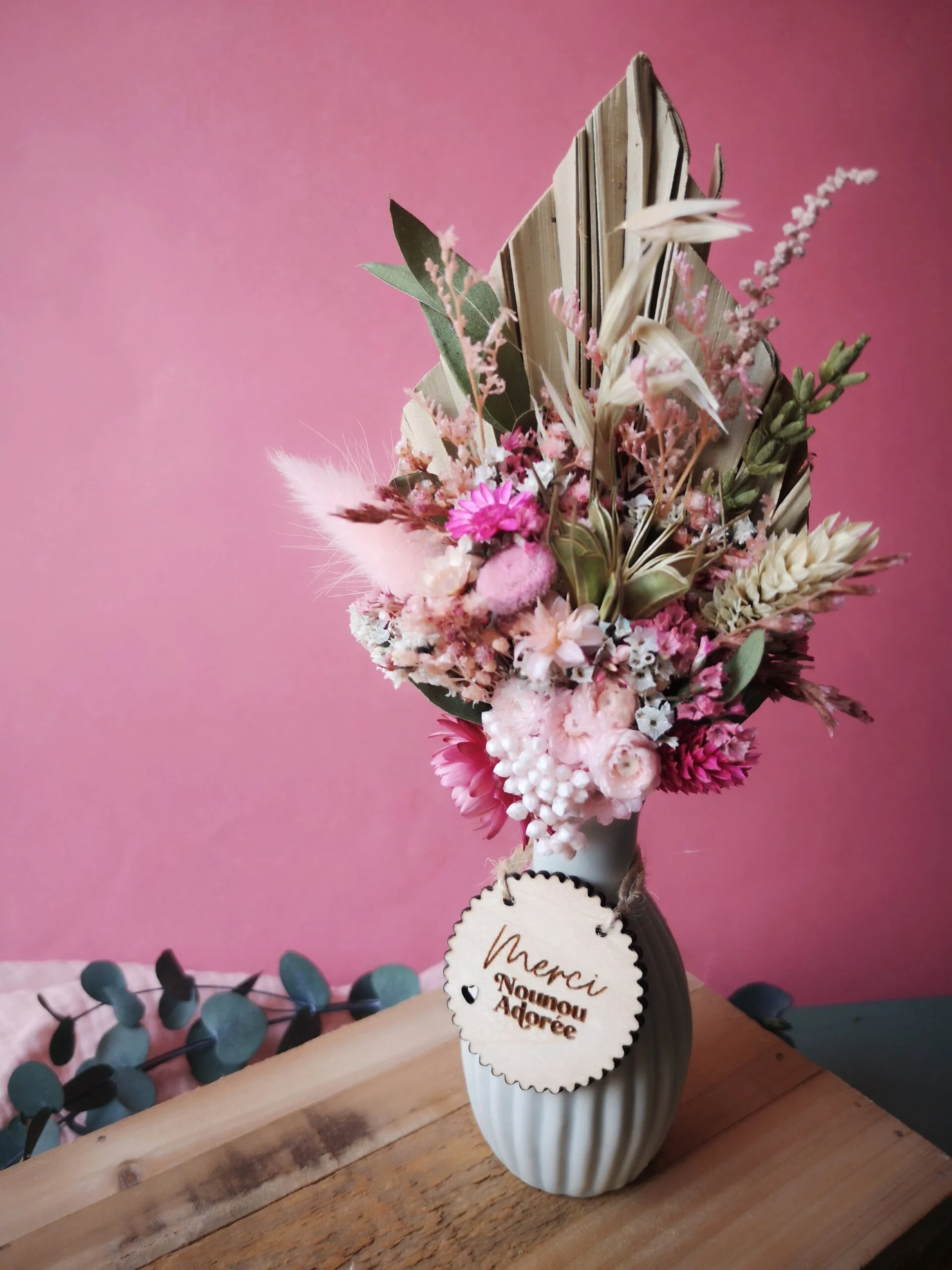 Mini bouquet de fleurs séchées avec son vase [cadeau pour maîtresse d'école/nounou/ATSEM] – Image 2