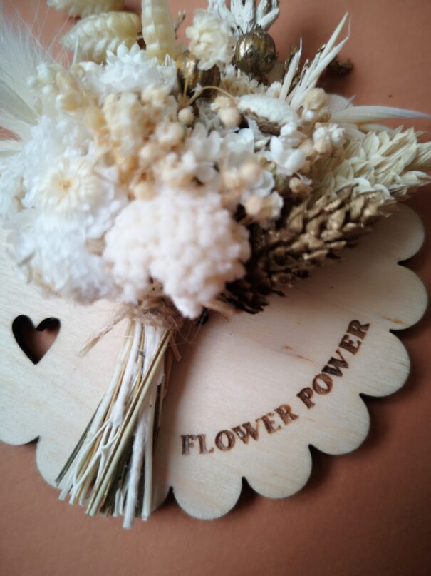 Aimant mini bouquet de fleurs séchées sur support en bois avec phrase inspirante - "Eole" – Image 6