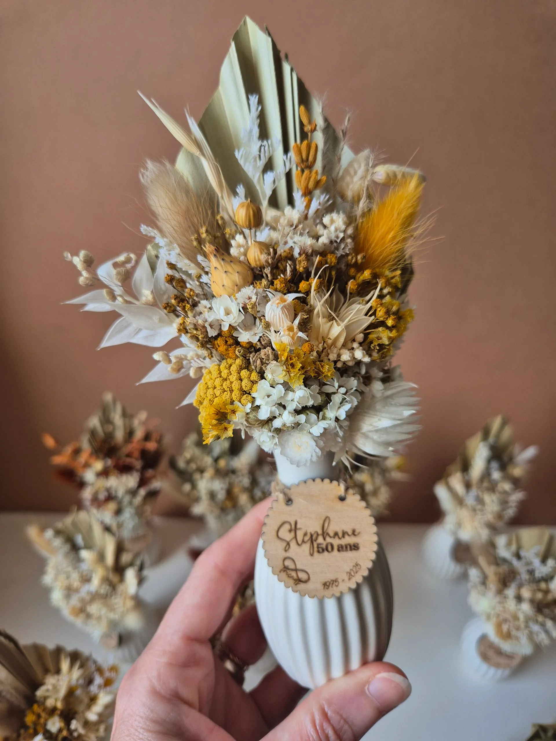 Mini bouquet de fleurs séchées avec son vase – Image 6