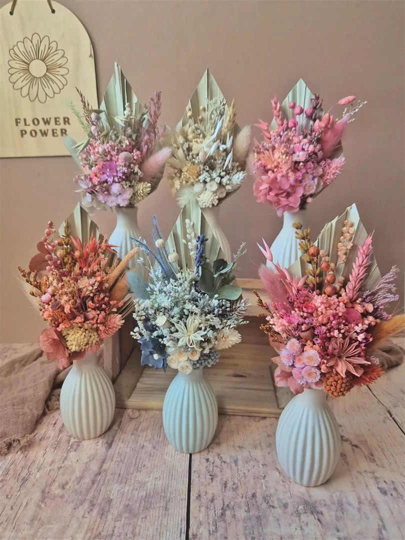 Mini bouquet de fleurs séchées avec son vase – Image 5