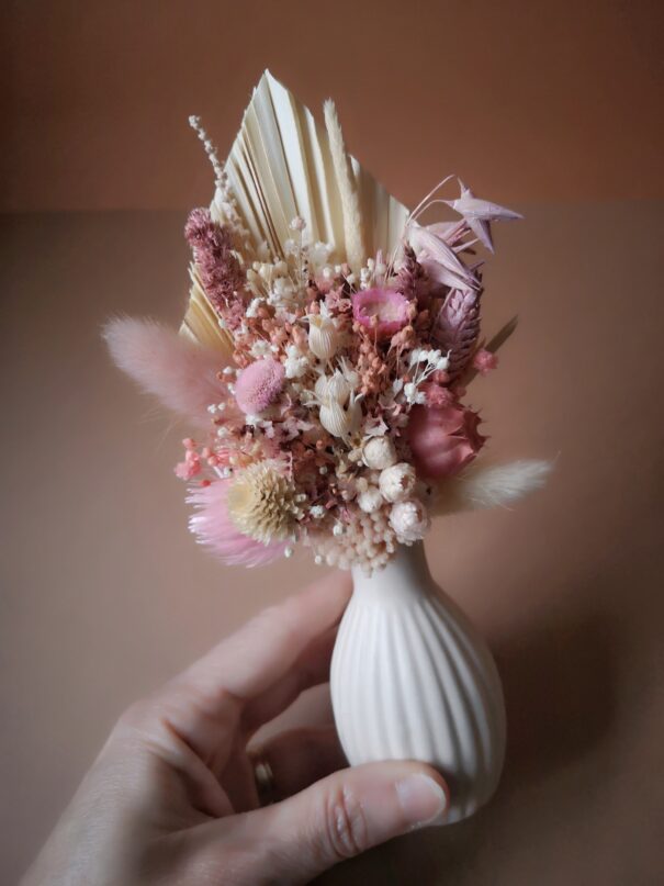 Mini bouquet de fleurs séchées avec son vase – Image 17