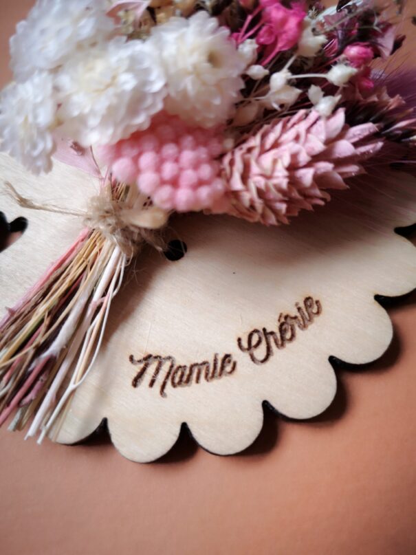 Aimant mini bouquet de fleurs séchées sur support en bois avec phrase inspirante - "Eole" – Image 20