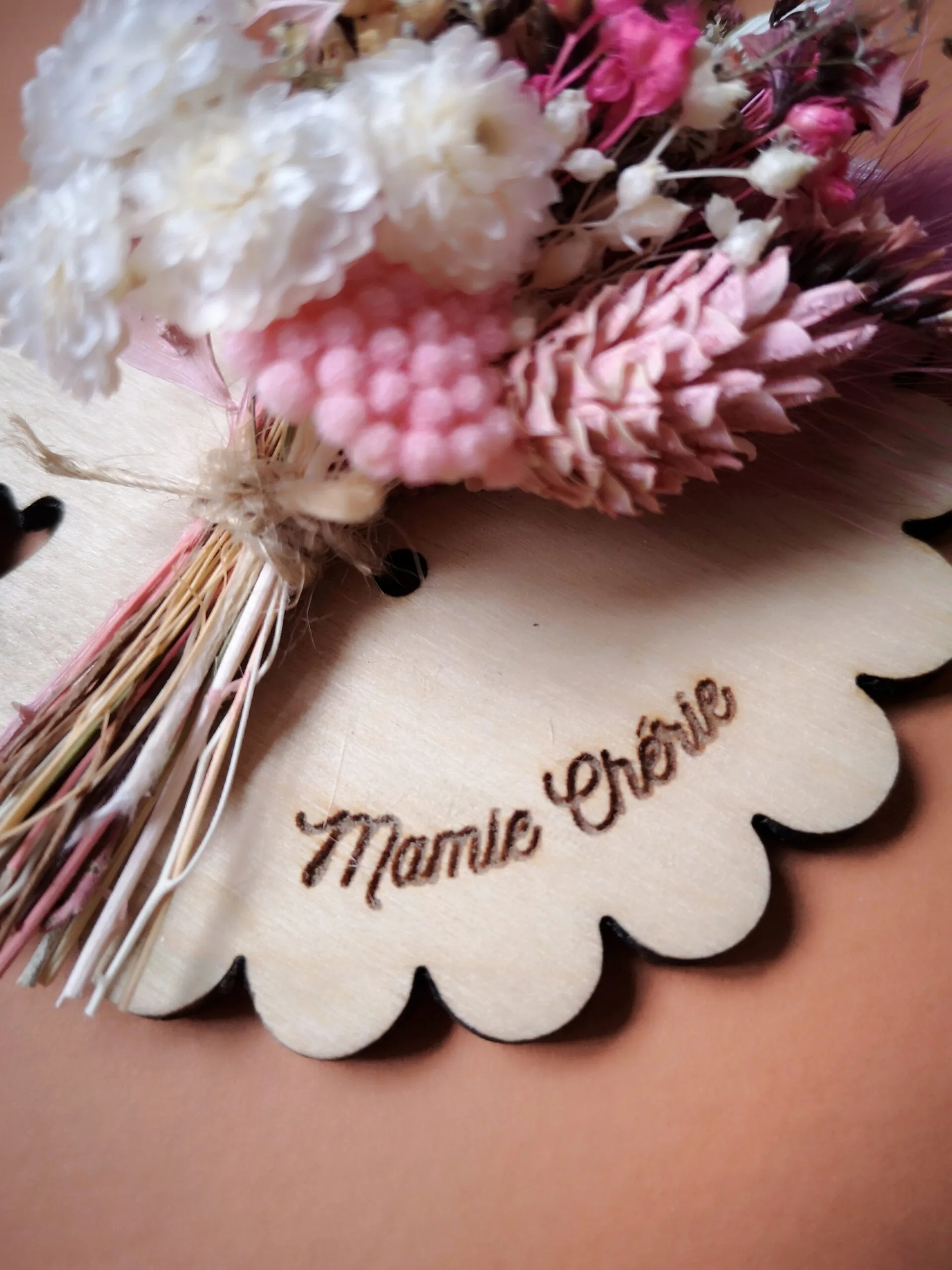Aimant mini bouquet fleurs séchées sur support en bois (cadeau pour mamies) – Image 8