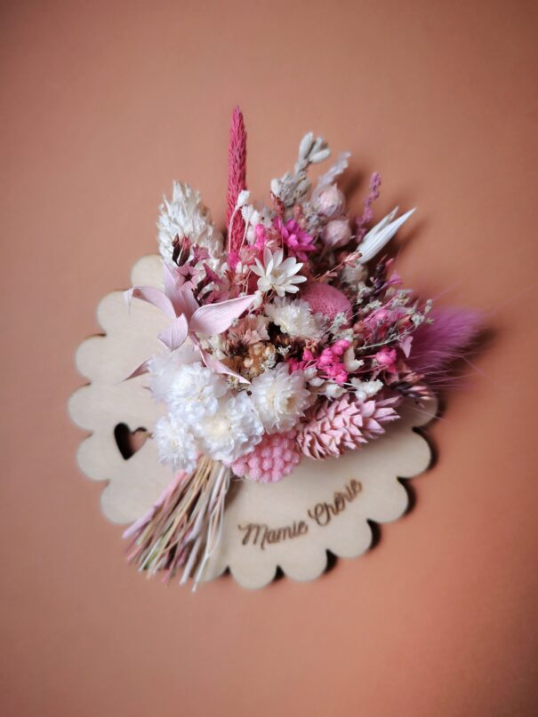Aimant mini bouquet fleurs séchées sur support en bois (cadeau pour mamies) – Image 7