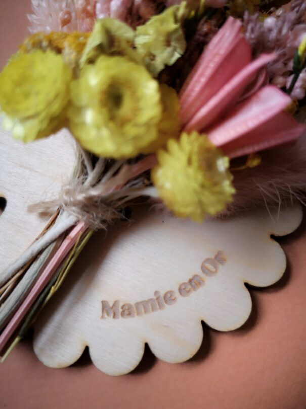 Aimant mini bouquet fleurs séchées sur support en bois (cadeau pour mamies) – Image 4