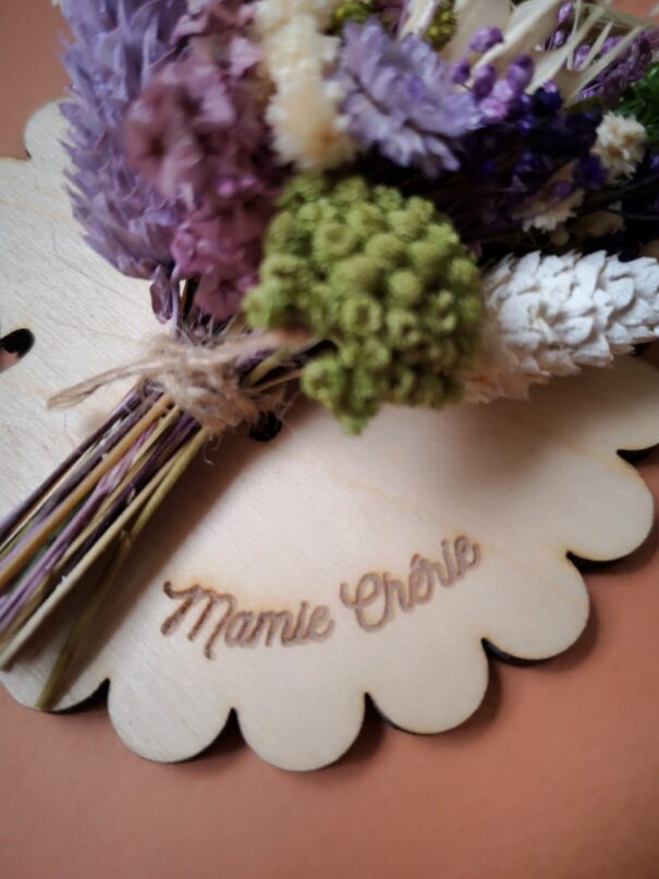 Aimant mini bouquet fleurs séchées sur support en bois (cadeau pour mamies) – Image 10