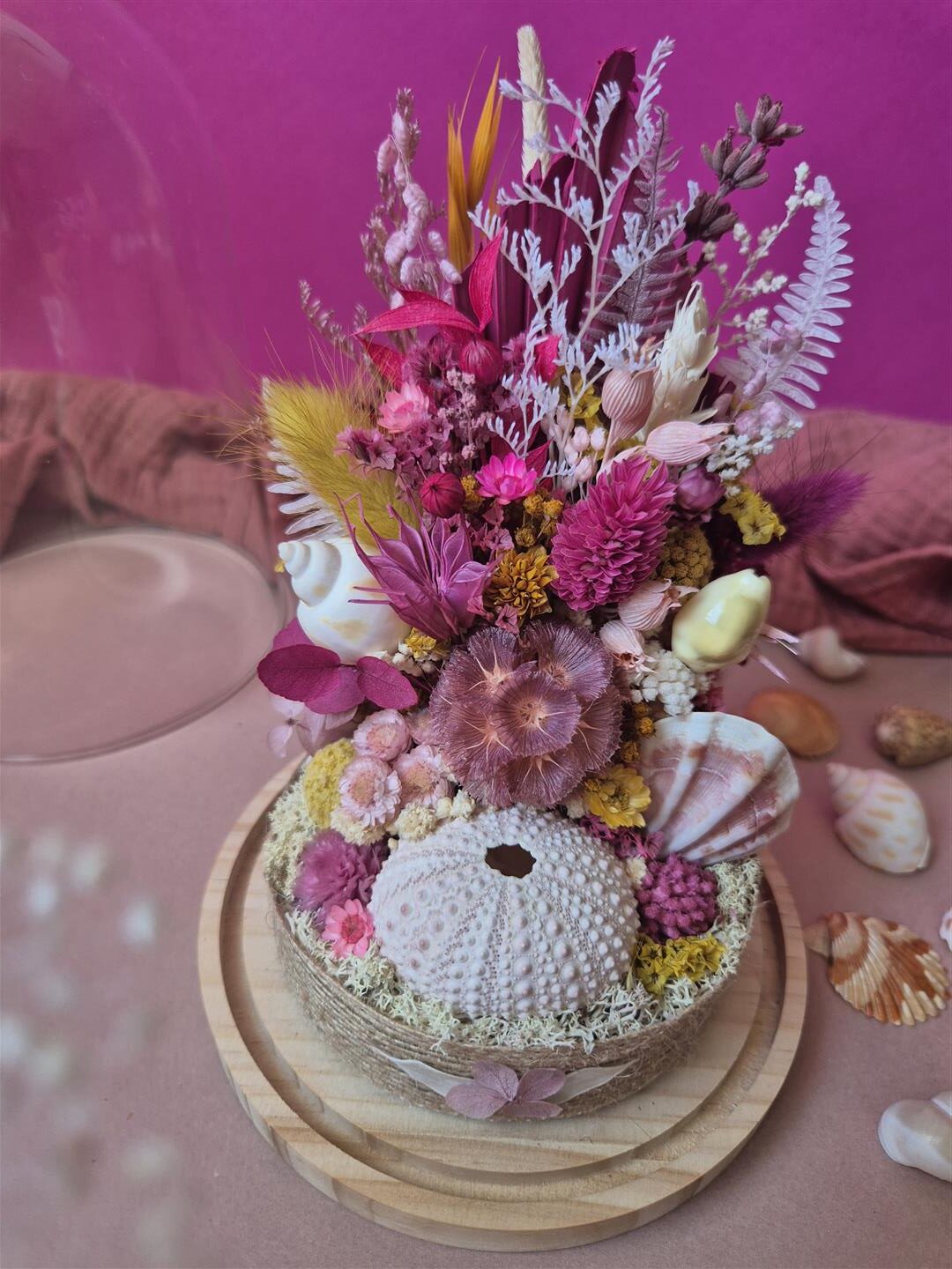 Atelier cloche de fleurs séchées et coquillages "Fleurs des sables" – Image 2