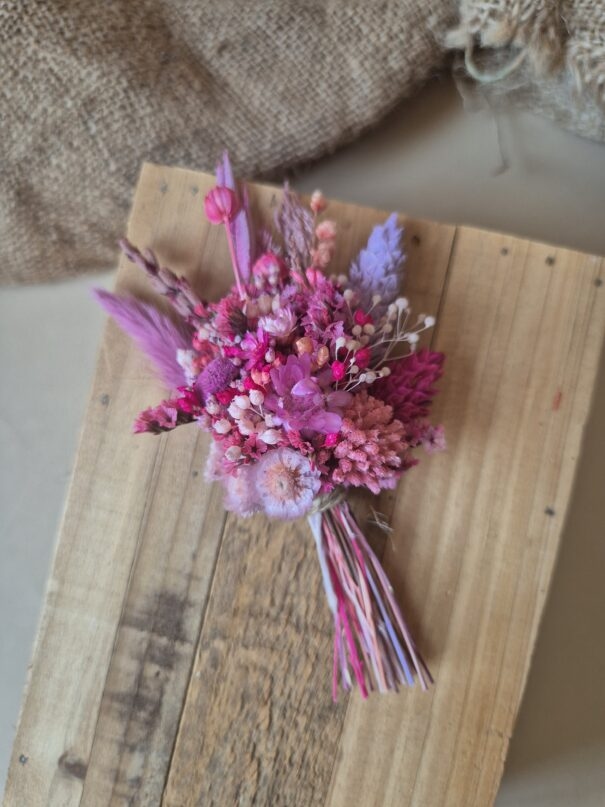 Aimant mini bouquet de fleurs séchées sur support en bois (cadeau maîtresse d'école et ATSEM) – Image 24