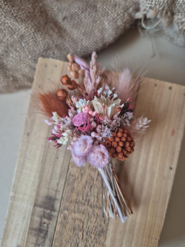 Aimant mini bouquet de fleurs séchées sur support en bois (cadeau maîtresse d'école et ATSEM) – Image 4