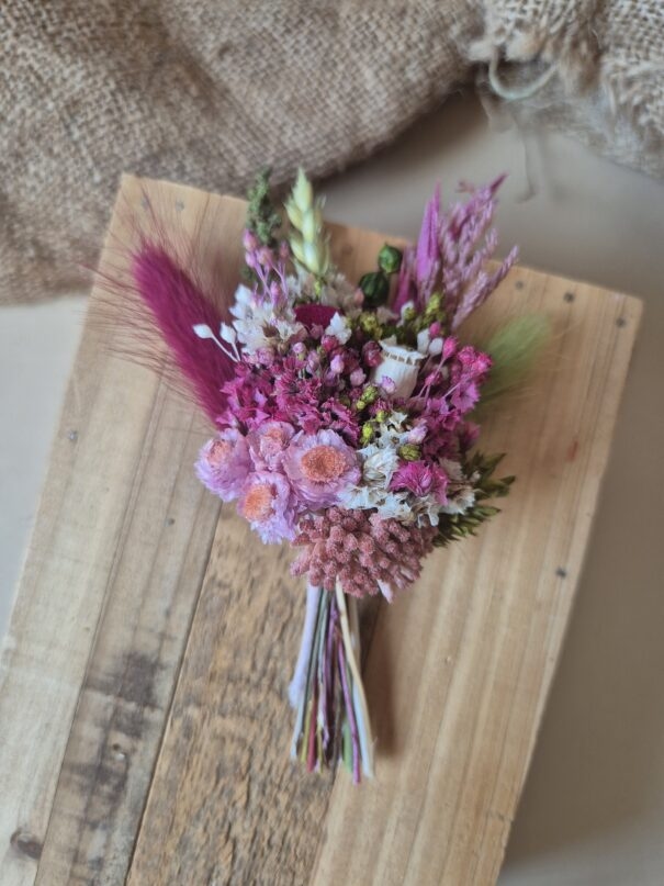 Aimant mini bouquet de fleurs séchées sur support en bois (cadeau maîtresse d'école et ATSEM) – Image 6