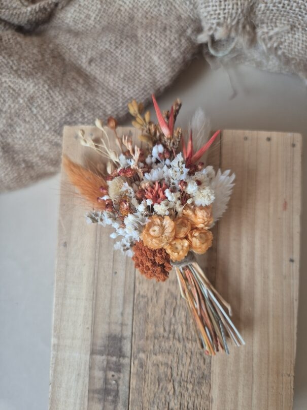 Aimant mini bouquet de fleurs séchées sur support en bois (cadeau maîtresse d'école et ATSEM) – Image 8