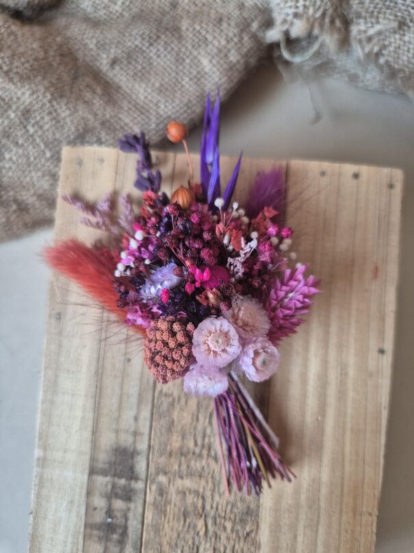 Aimant mini bouquet de fleurs séchées sur support en bois (cadeau maîtresse d'école et ATSEM) – Image 14