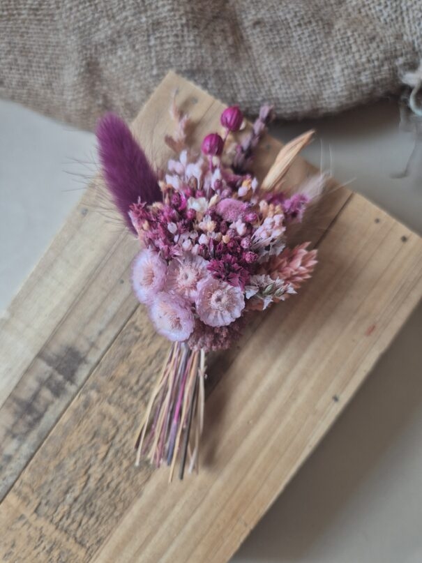 Aimant mini bouquet de fleurs séchées sur support en bois (cadeau maîtresse d'école et ATSEM) – Image 20