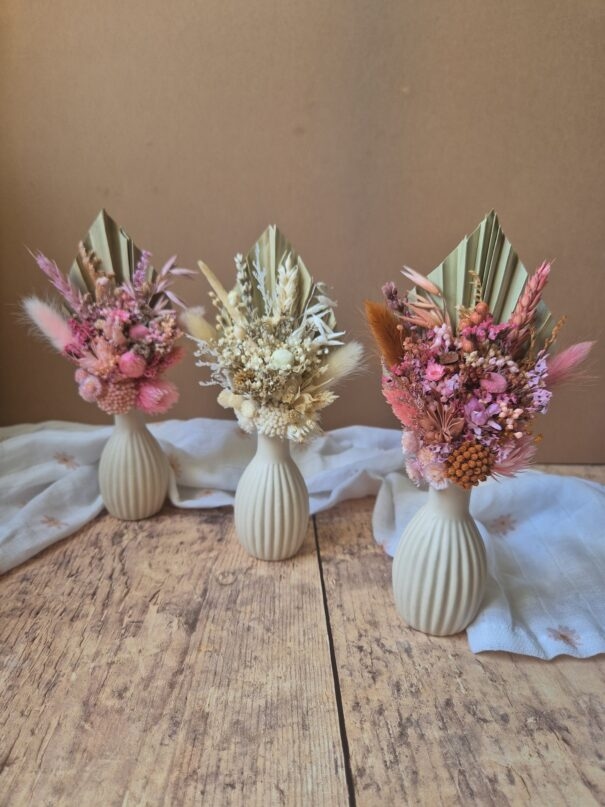 3 mini bouquets de fleurs séchées pour Léa