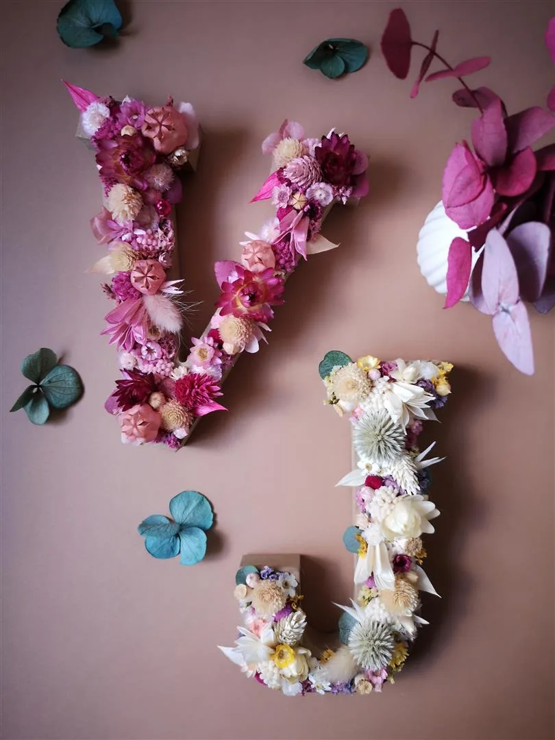 Lettre fleurie en bois, initiale en fleurs séchées sur mesure - "Floréal" – Image 6