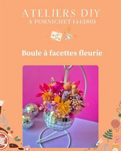 Atelier suspension boule à facettes fleurie