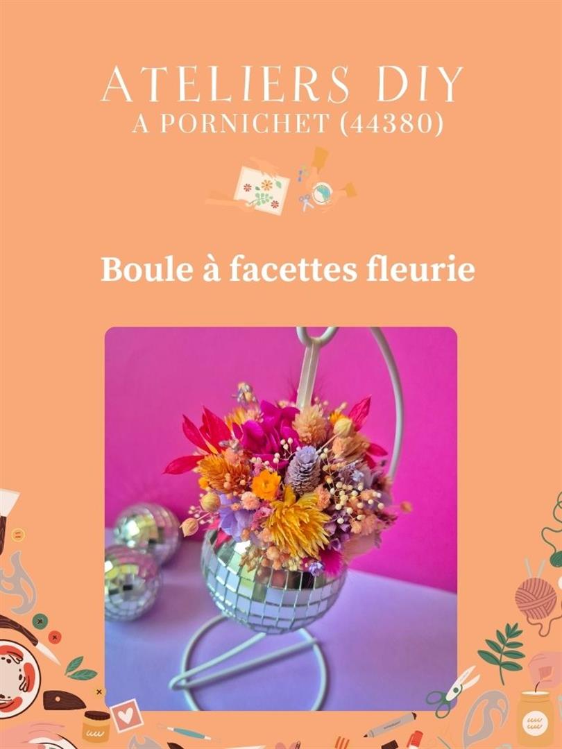 Atelier suspension boule à facettes fleurie