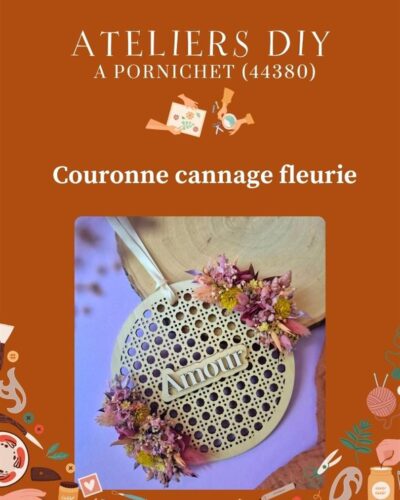 Atelier couronne bois "effet cannage" et fleurs séchées