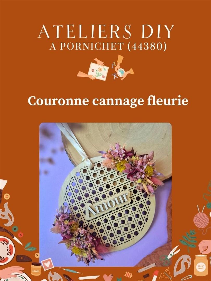 Atelier couronne bois "effet cannage" et fleurs séchées
