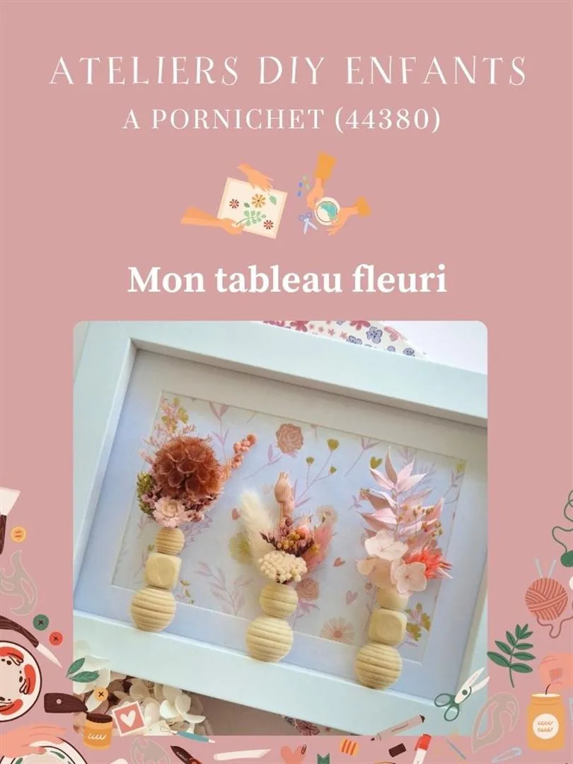 Atelier enfants "Mon tableau fleuri" en fleurs séchées