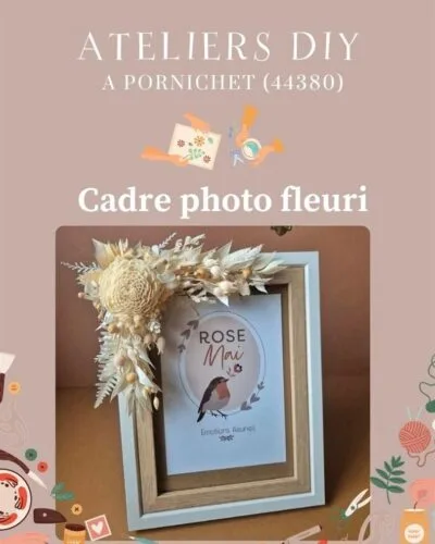 Atelier fleurs séchées Cadre photo fleuri